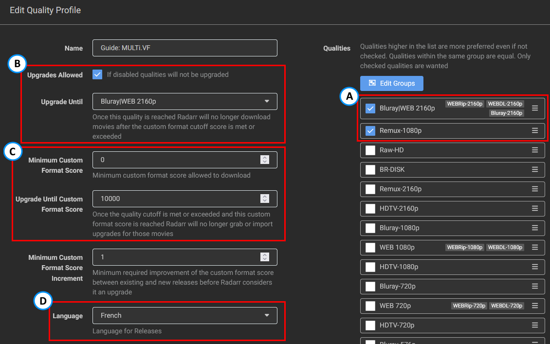 HD Bluray + WEB for MULTi.VF Profile